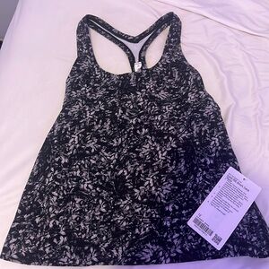Black and White Floral Cool Racerback Short Tank Nulu